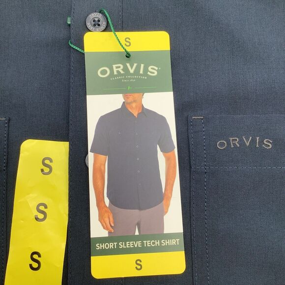 Orvis Mens Short Sleeve Button Up Tech Shirt Blue Size Small NWT - Picture 5 of 8